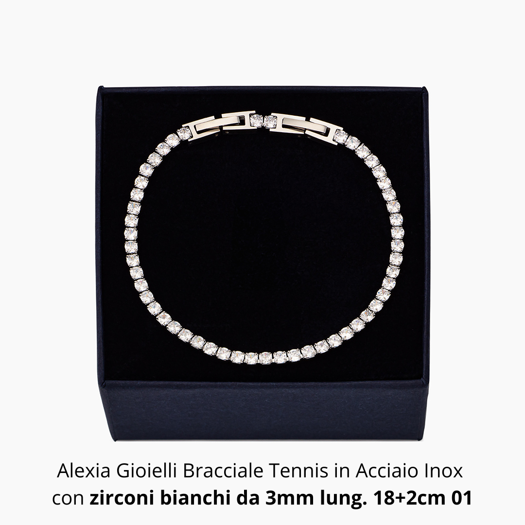 Bracciale Tennis | Acciaio inox e zirconi bianchi - Alexia Gioielli