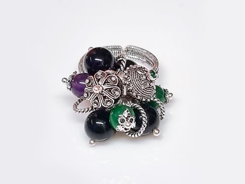 Anello regolabile "Su Coccu" con charms colorati | Artigianato Sardo