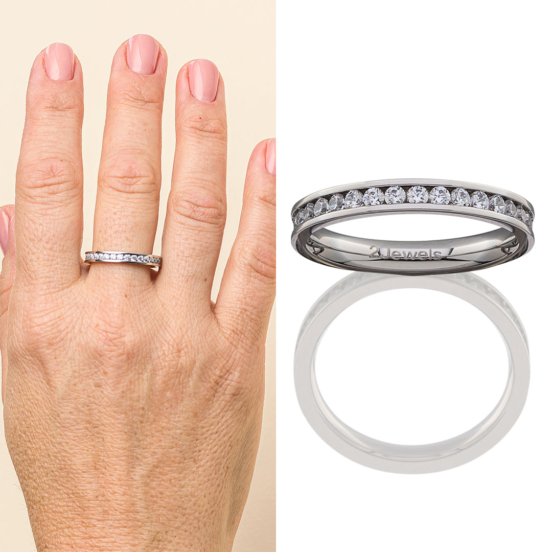 Anello in acciaio con zirconi | 2Jewels