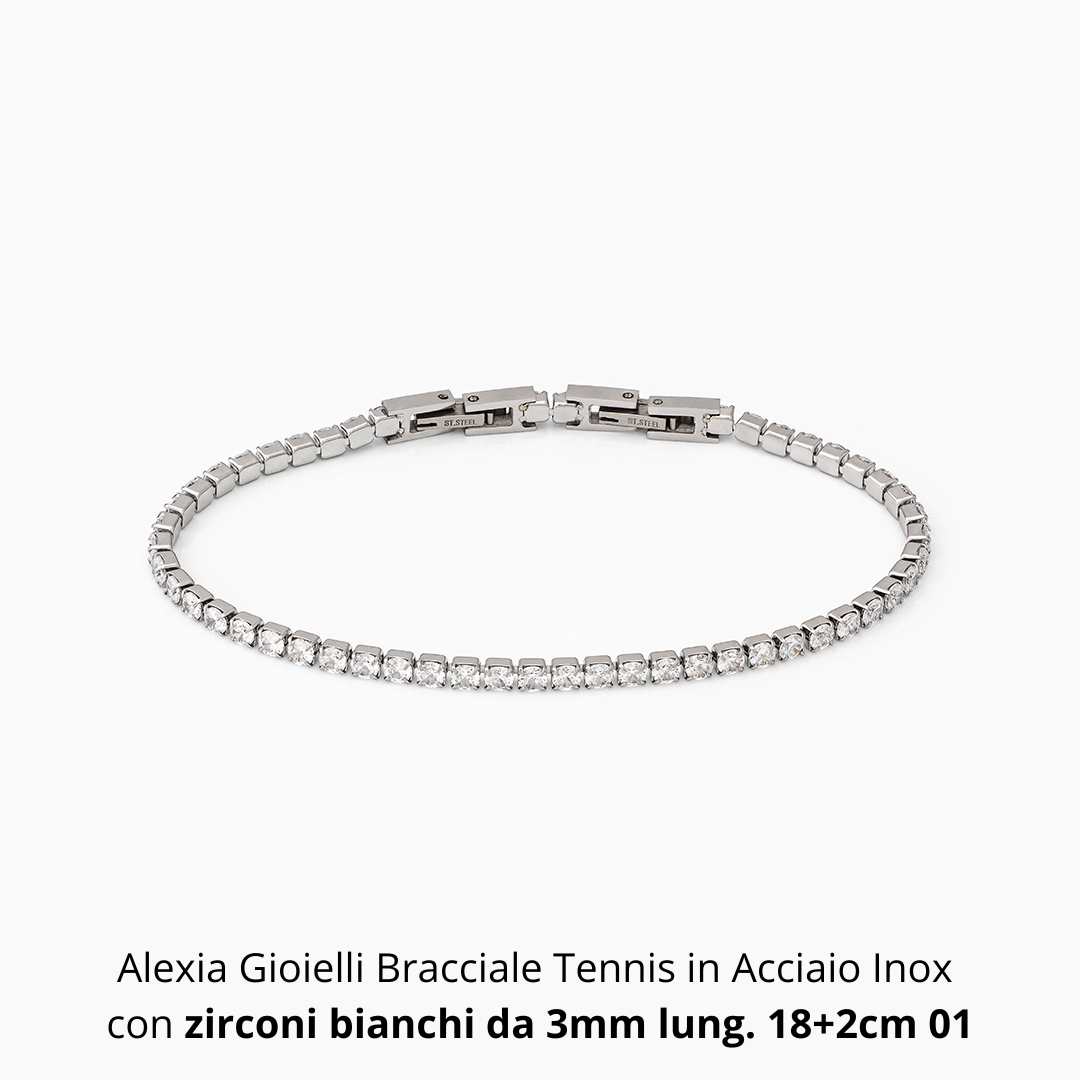 Bracciale Tennis | Acciaio inox e zirconi bianchi - Alexia Gioielli