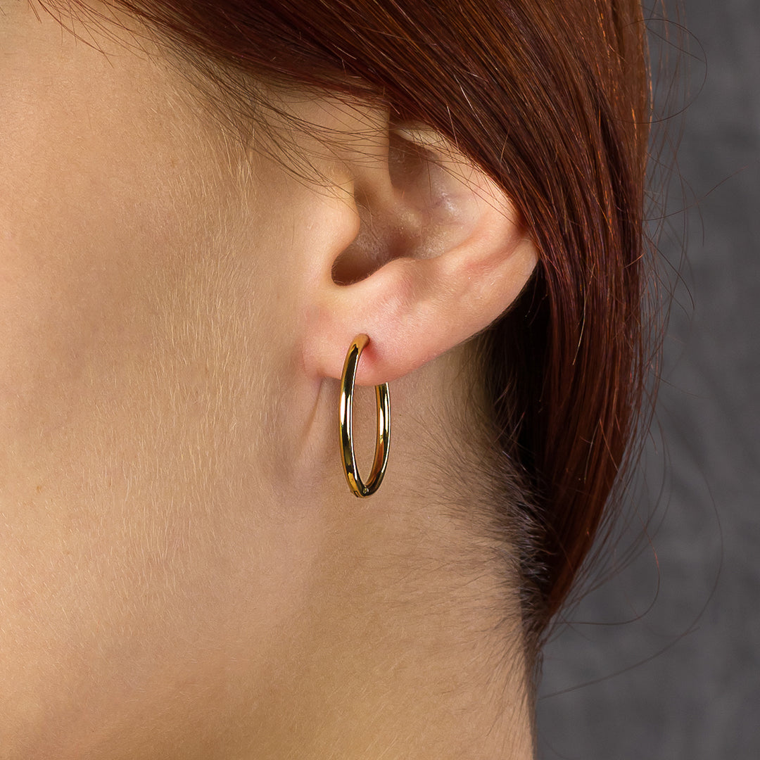 Orecchini a cerchio in acciaio color oro | 5 varianti misura | Unisex