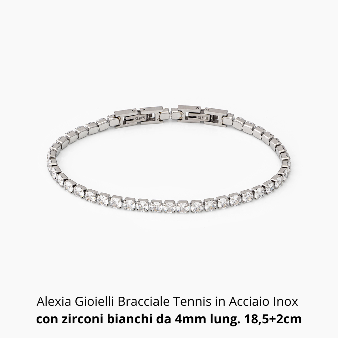 Bracciale Tennis | Acciaio inox e zirconi bianchi - Alexia Gioielli