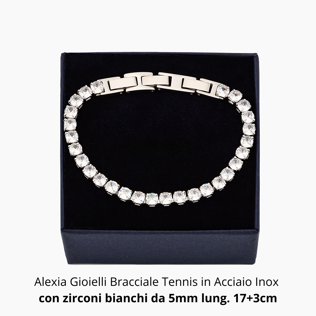 Bracciale Tennis | Acciaio inox e zirconi bianchi - Alexia Gioielli