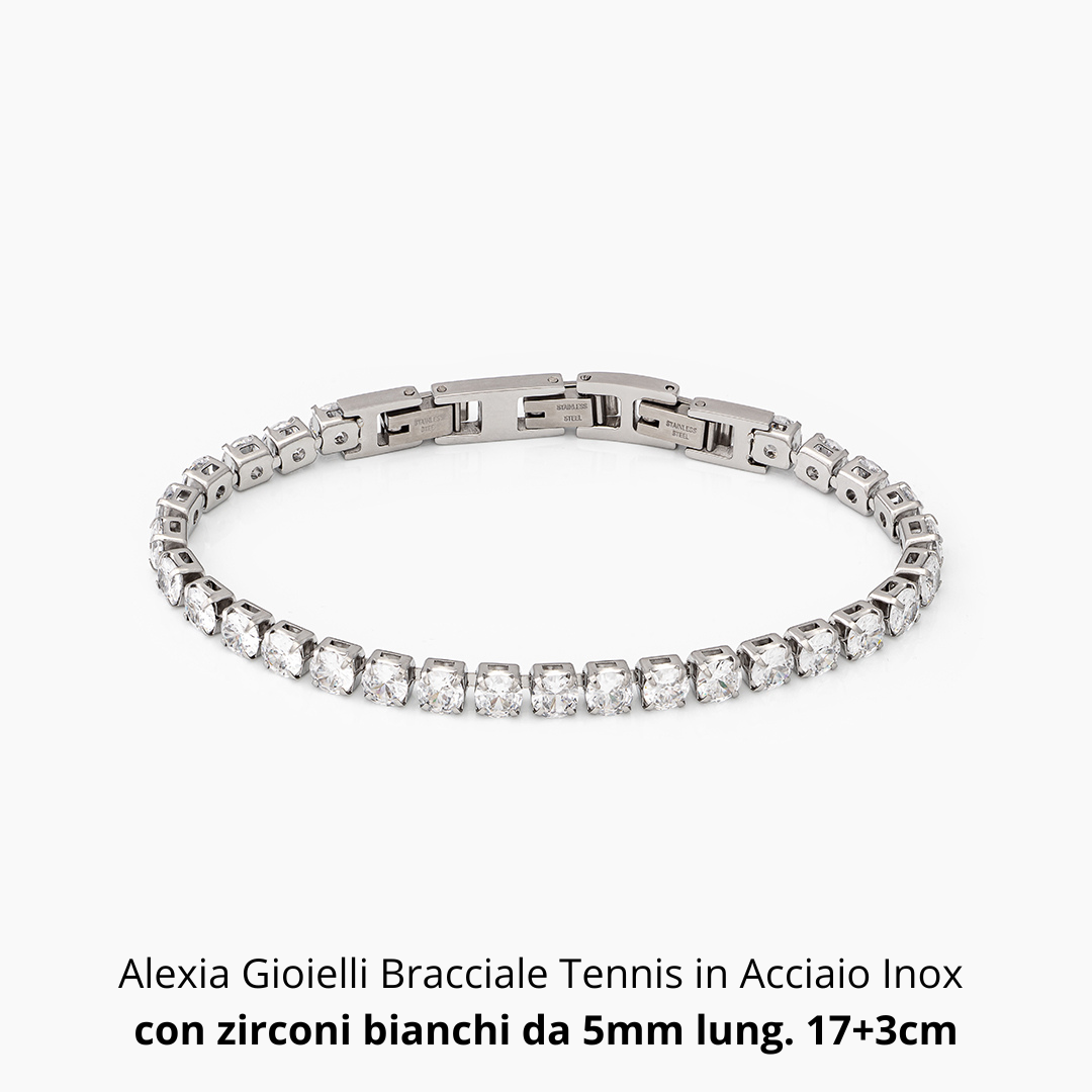 Bracciale Tennis | Acciaio inox e zirconi bianchi - Alexia Gioielli