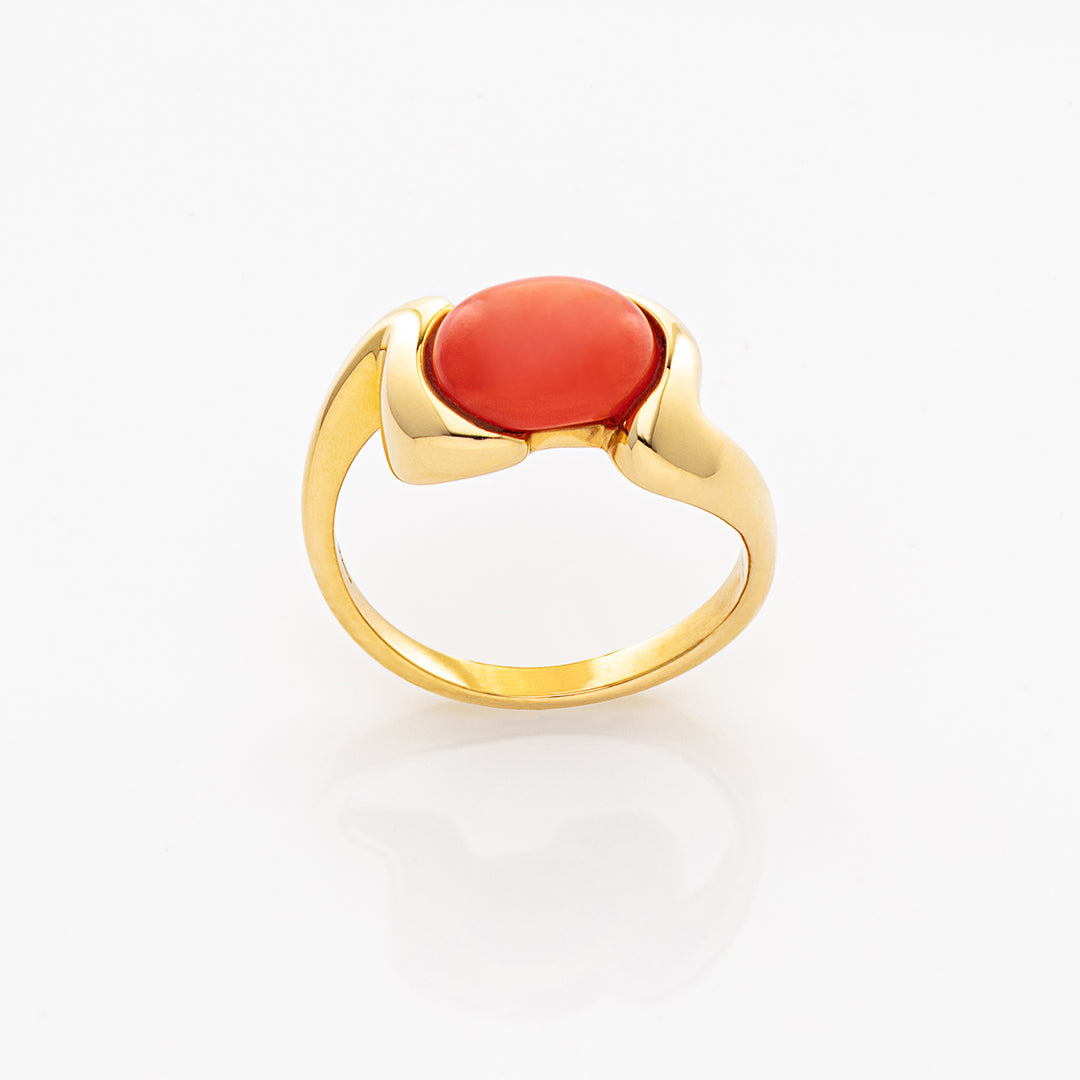 Anello in corallo cabochon | Artigianato Sardo