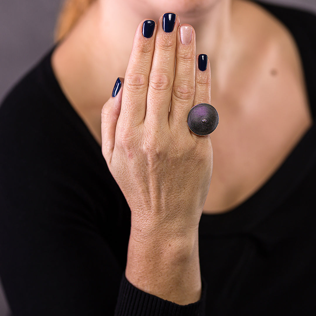 Anello in filigrana con corbula in argento 20mm | Artigianato Sardo