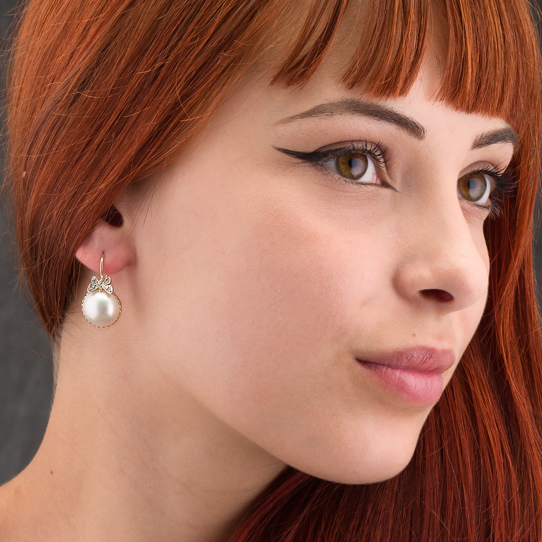 Orecchini a monachella in Oro e Diamanti | Riproduzione gioielli d'epoca