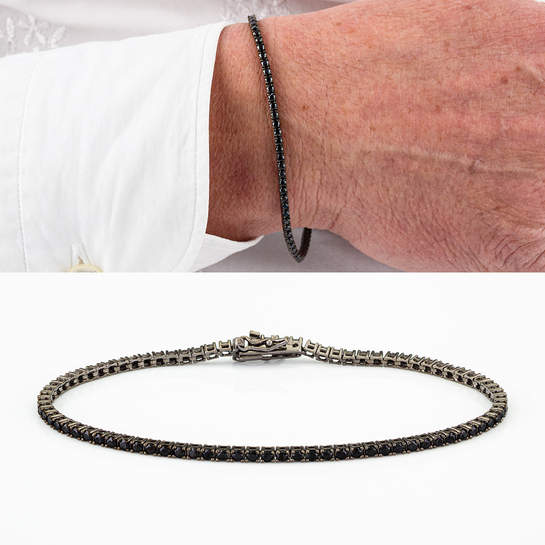 Bracciale Tennis Unisex in Argento con cristalli | Pietre da 2mm