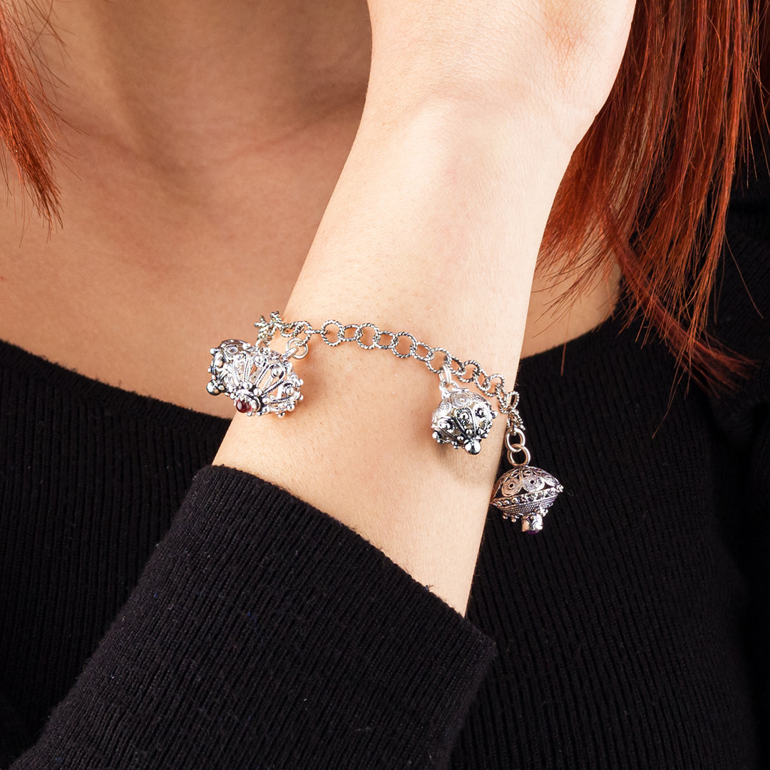 Bracciale in filigrana con Charms "Su Buttoni" | Artigianato Sardo