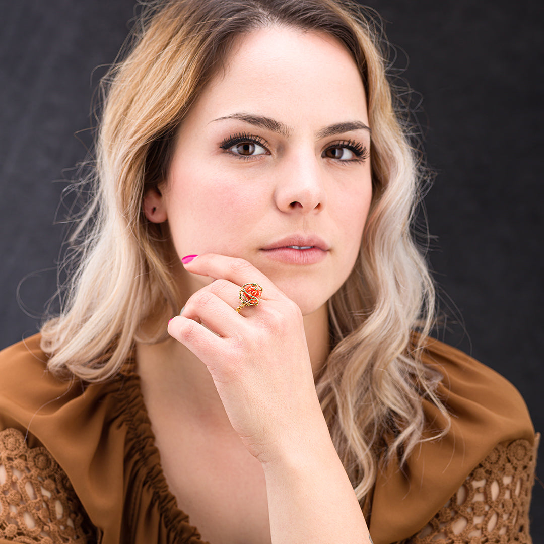 Anello con Corallo a forma di rosa | Artigianato Sardo