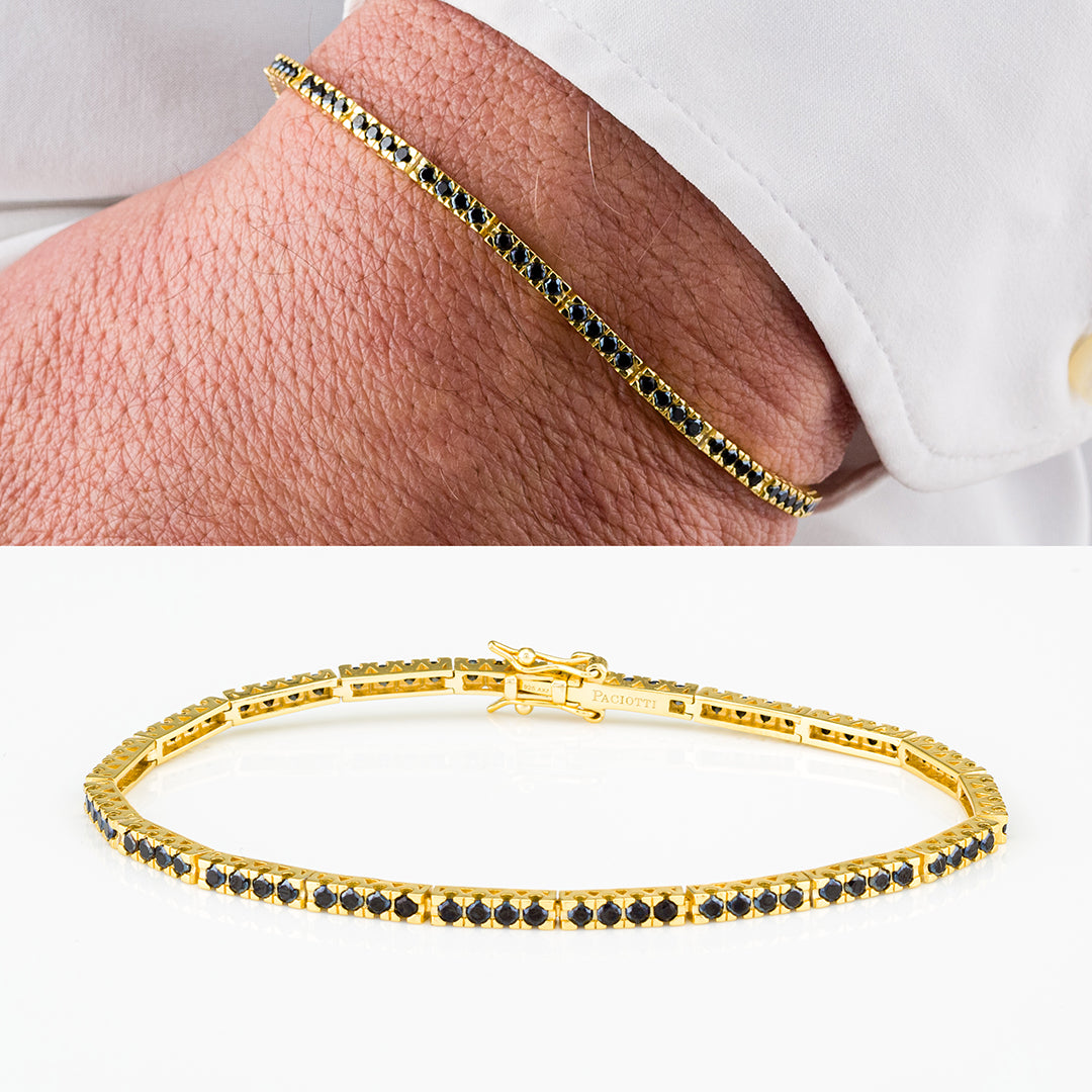 Bracciale Tennis in argento placcato oro con zirconi neri | Cesare Paciotti