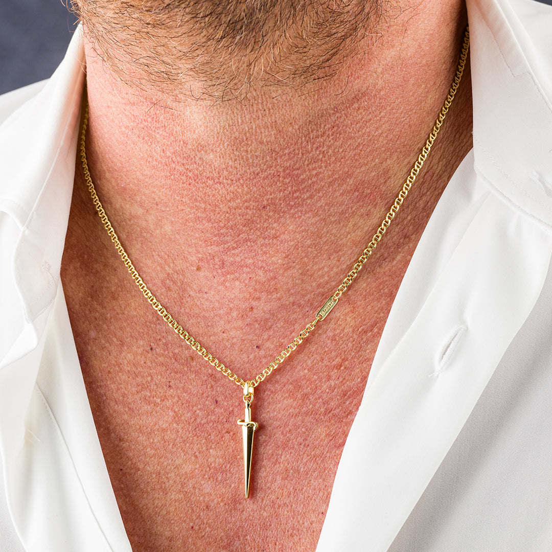 Collana in argento placcato in oro con pendente Pugnale | Cesare Paciotti
