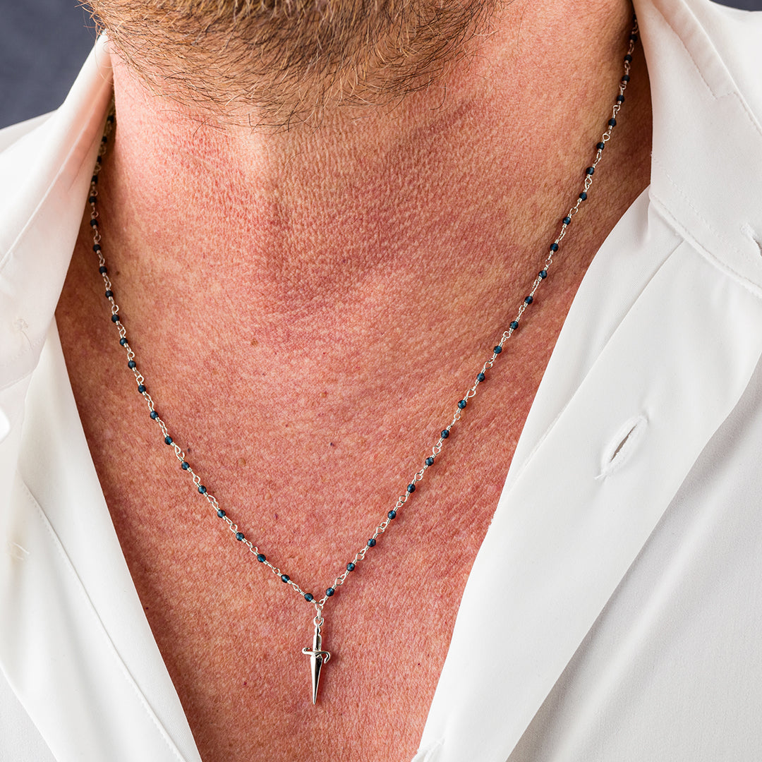 Collana in argento con cristalli blu e pugnale | Cesare Paciotti