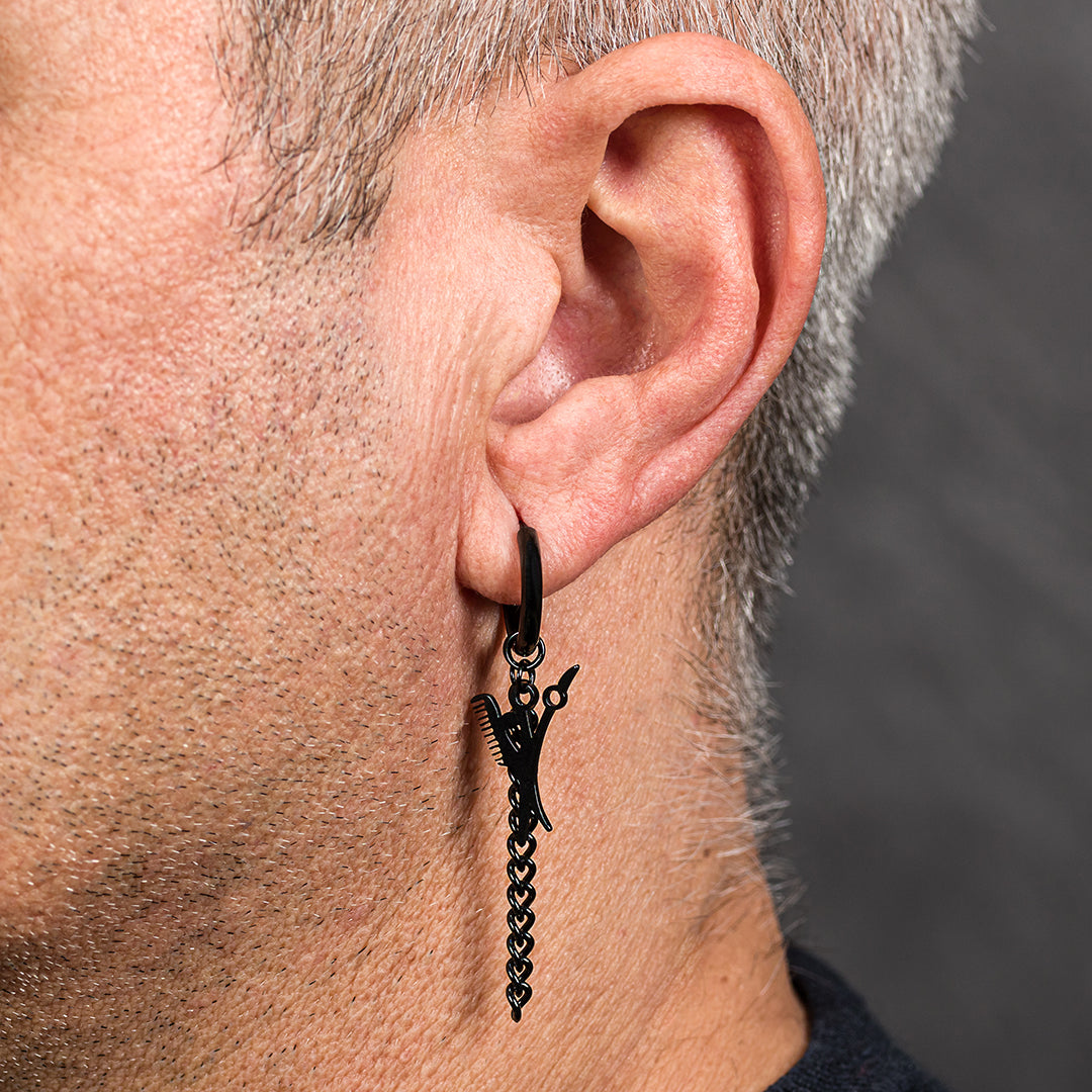 Mono orecchino in acciaio con charms barber | Doere Me