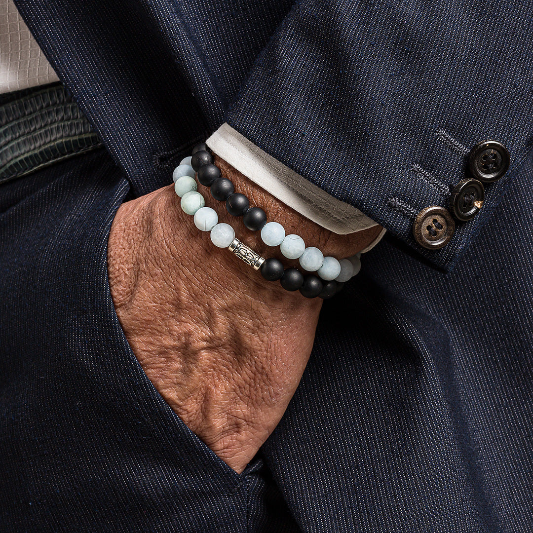 Bracciale in pietre dure | Acquamilk e onice satinato