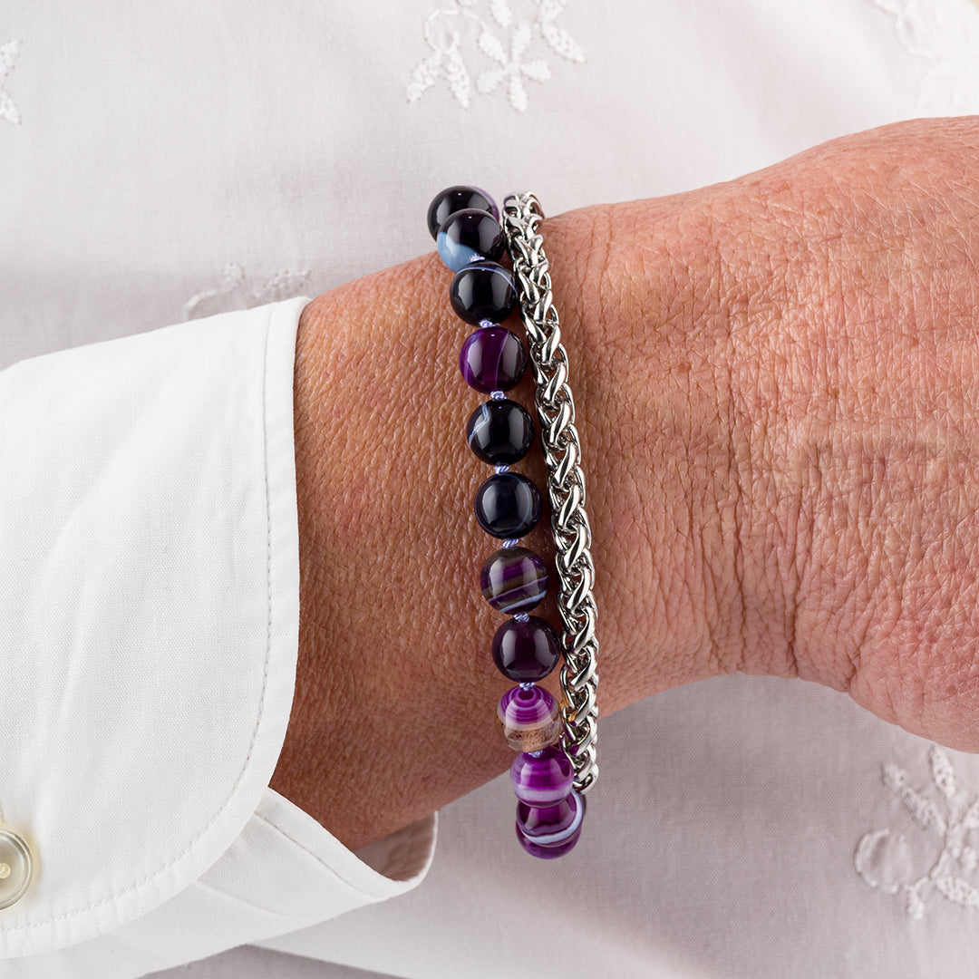 Bracciale in pietre dure e acciaio