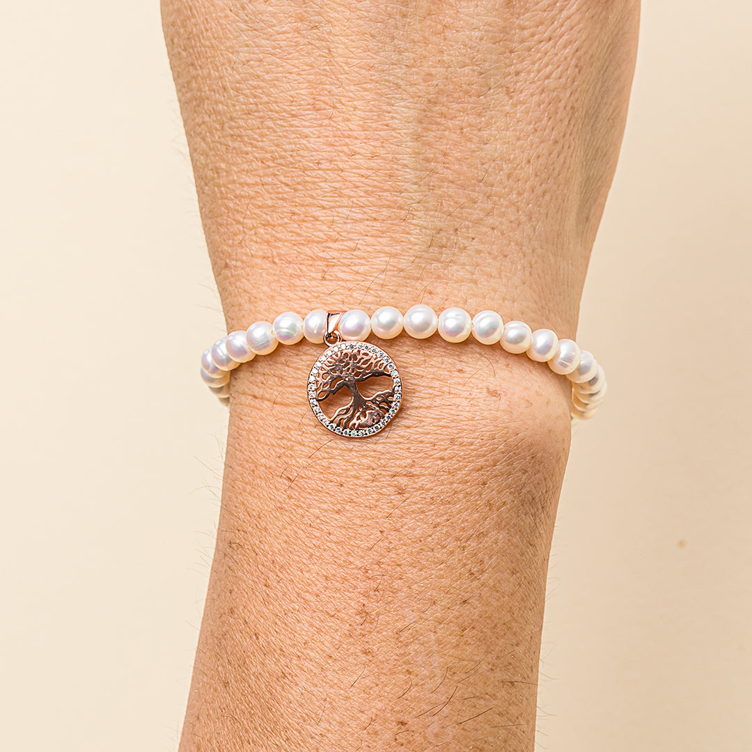 Bracciale di perle con pendente albero della vita
