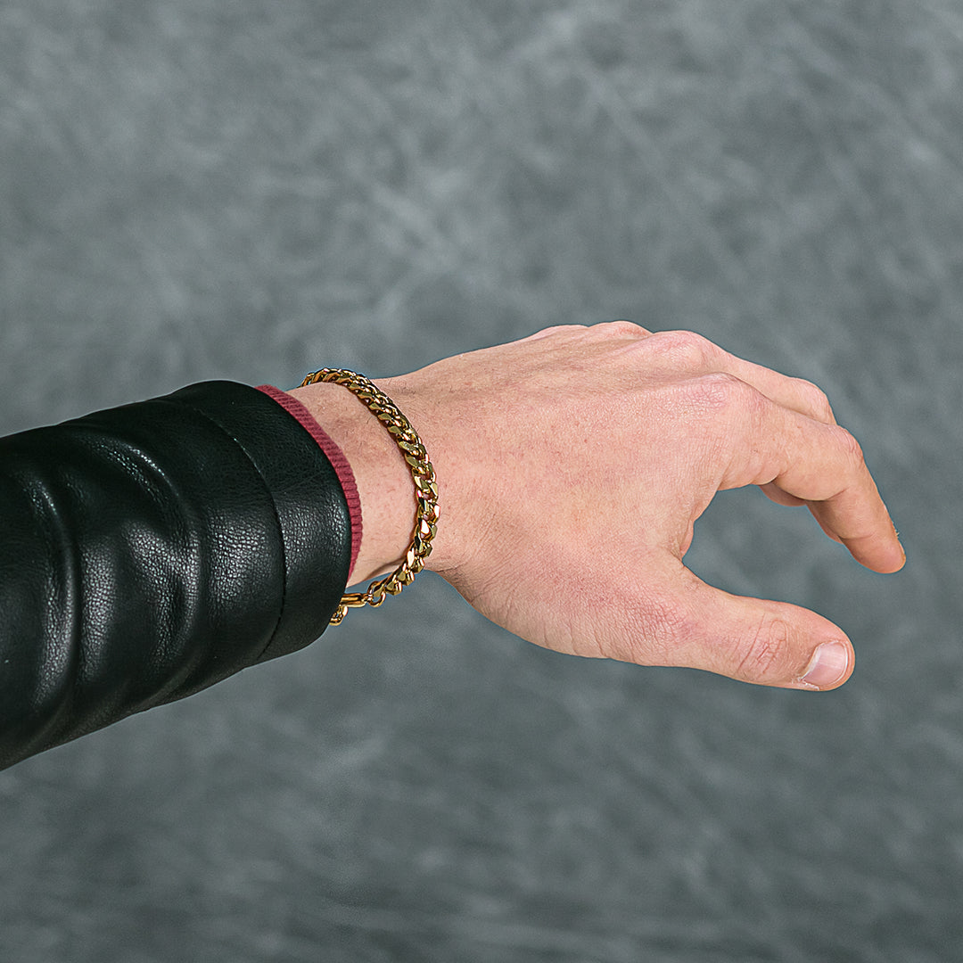 Bracciale in maglia d'acciaio bagnato oro | ⌀ 6mm