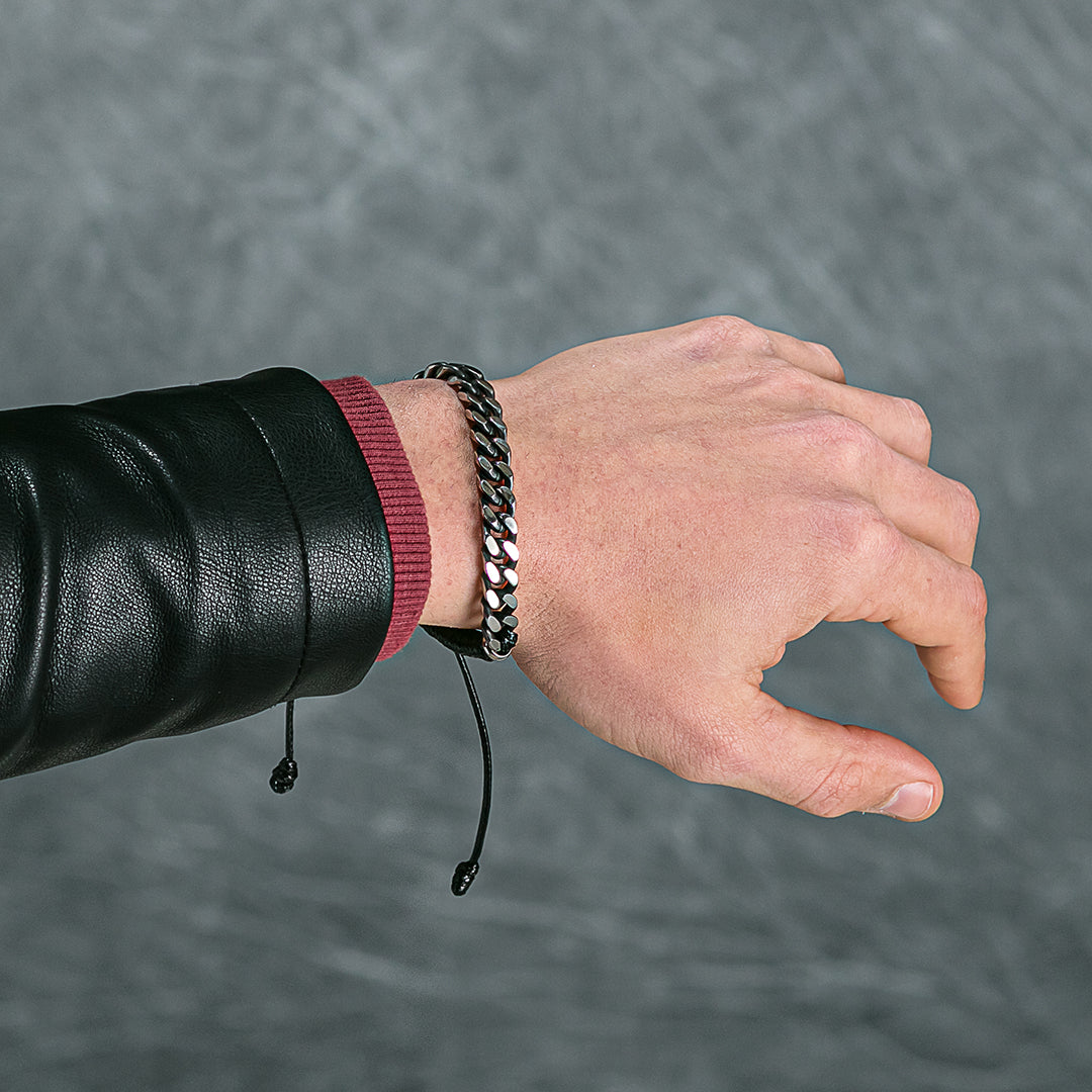 Bracciale in corda e maglia d'acciaio