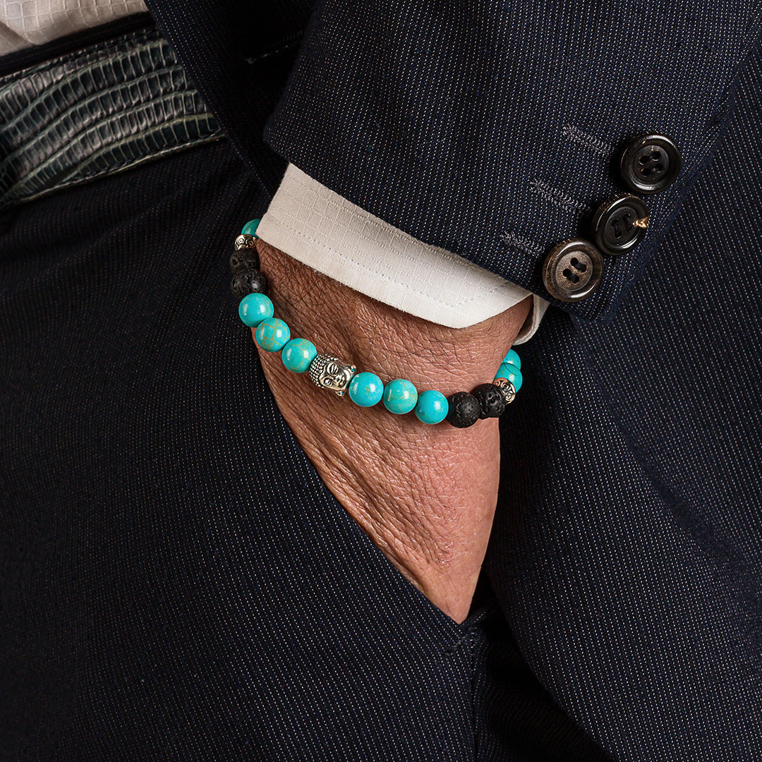 Bracciale in pietre dure | Turchese | Charm Buddha Vers. #1