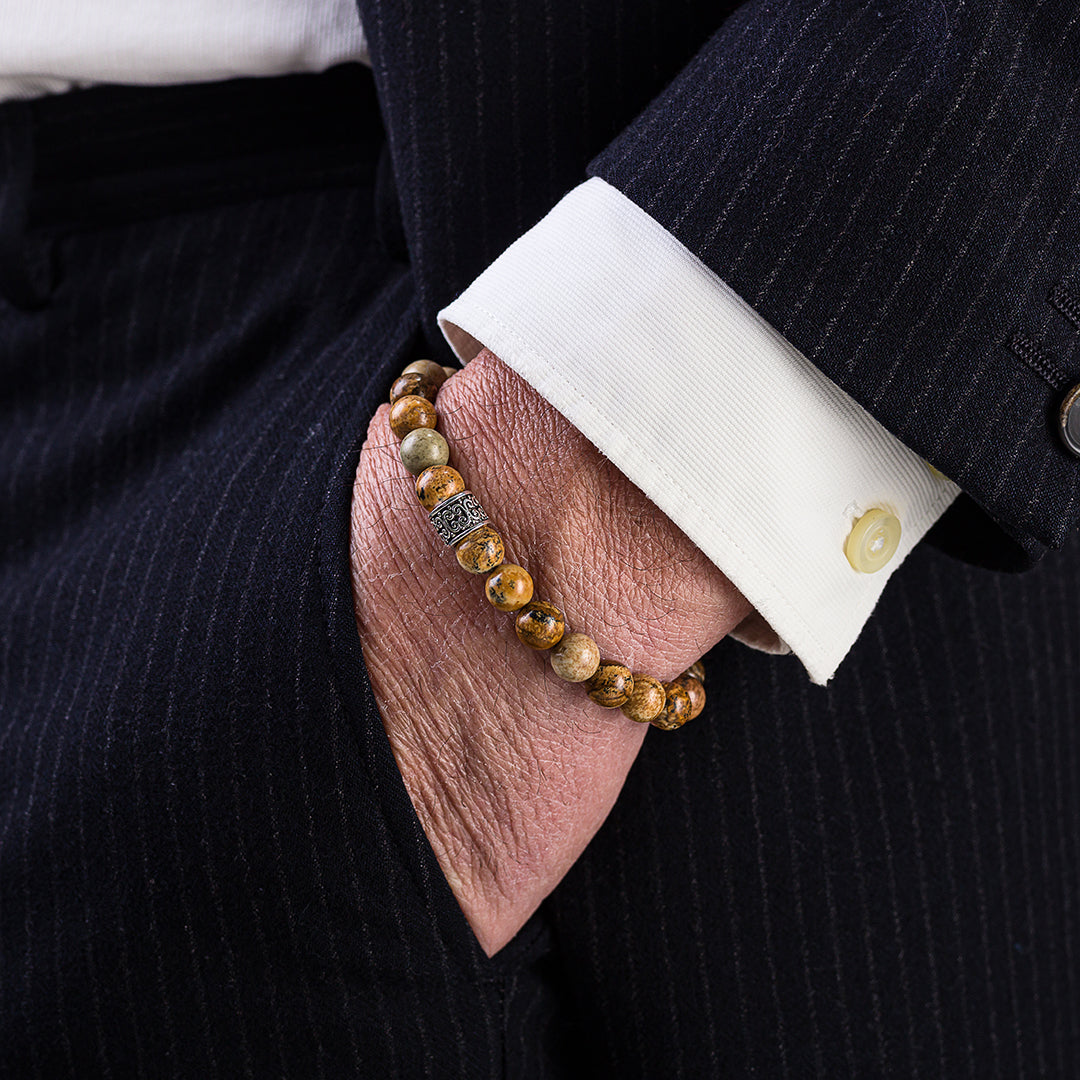 Bracciale in pietre dure | Avventurina Beige | Charm Chakra