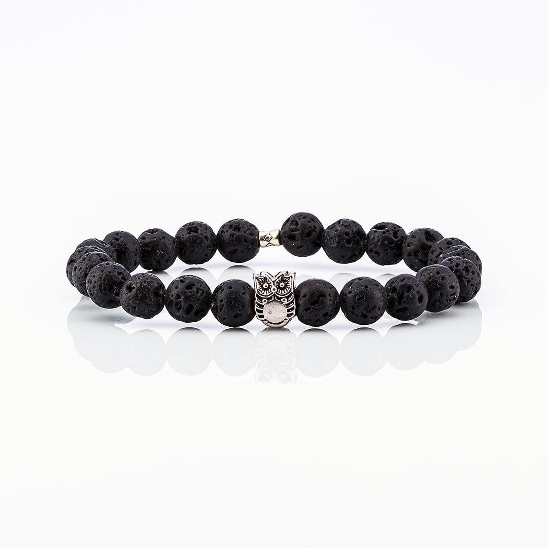 Bracciale in Pietra Lavica con Gufo