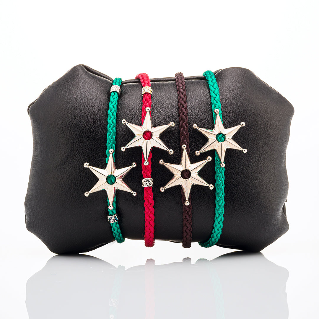 Bracciale "Stella Sartiglia" in sagola e argento | Artigianato Sardo