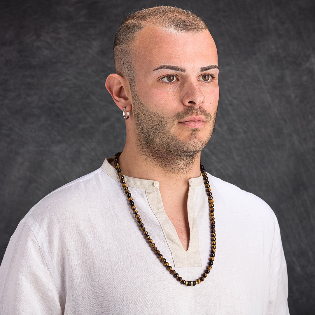 Collana Surfer in pietre dure | Occhio di tigre e onice