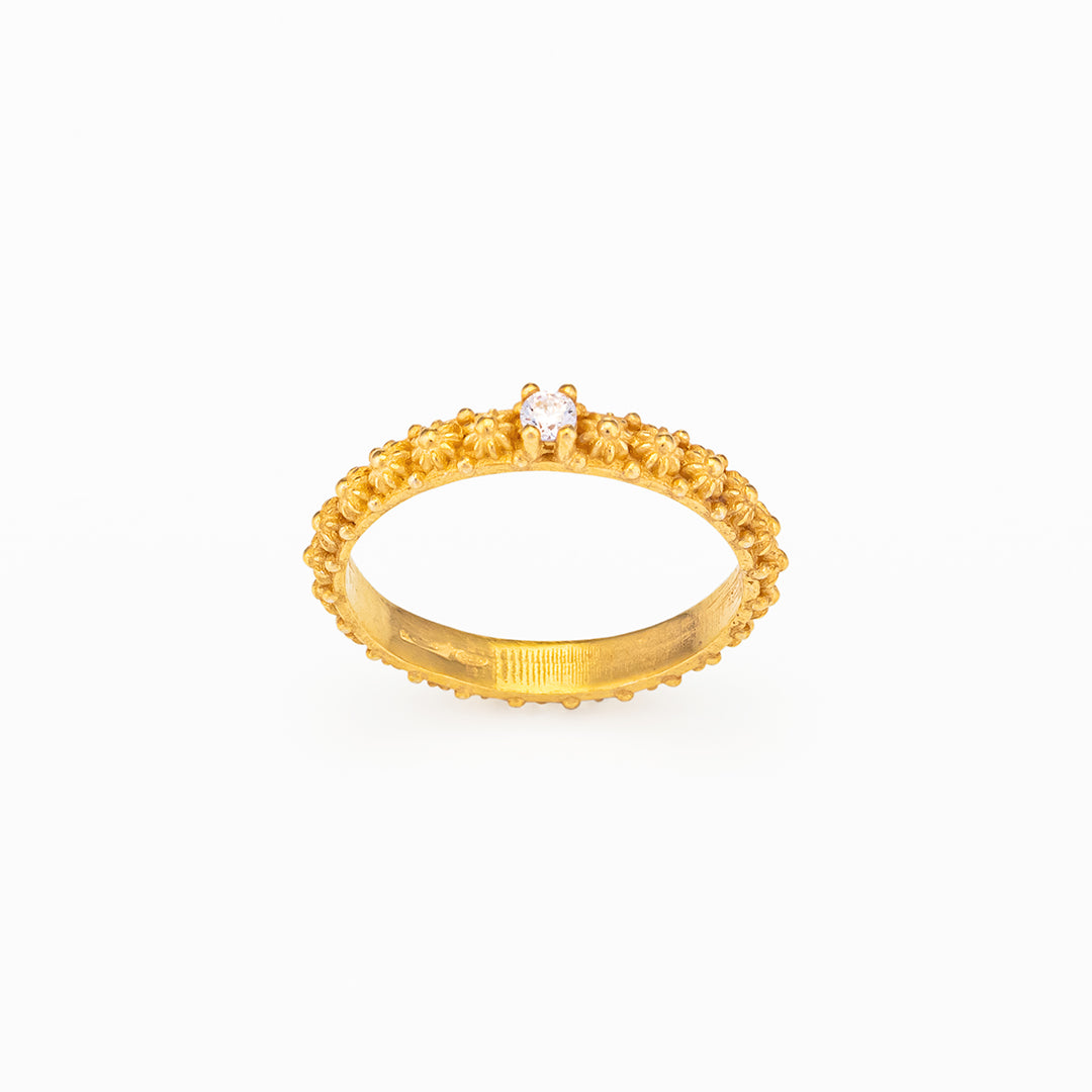 Anello Solitario in filigrana | Oro Bianco - Oro Giallo | Artigianato Sardo