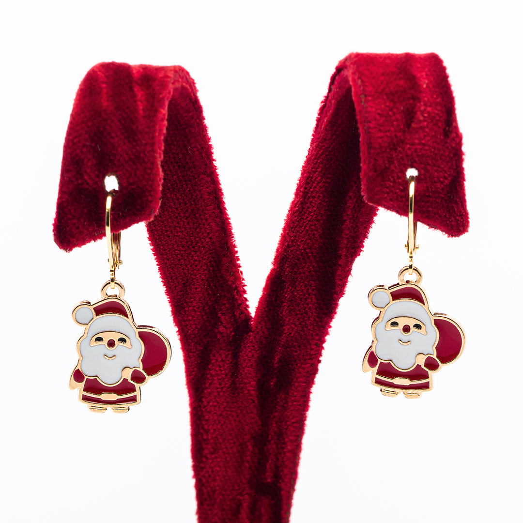 Orecchini in acciaio smaltato | Charm Babbo Natale