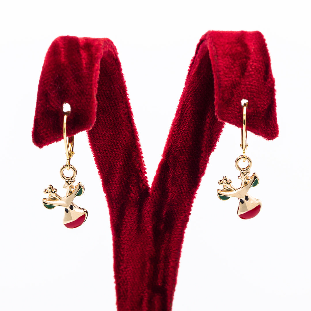 Orecchini in acciaio smaltato | Charm Renna Natale