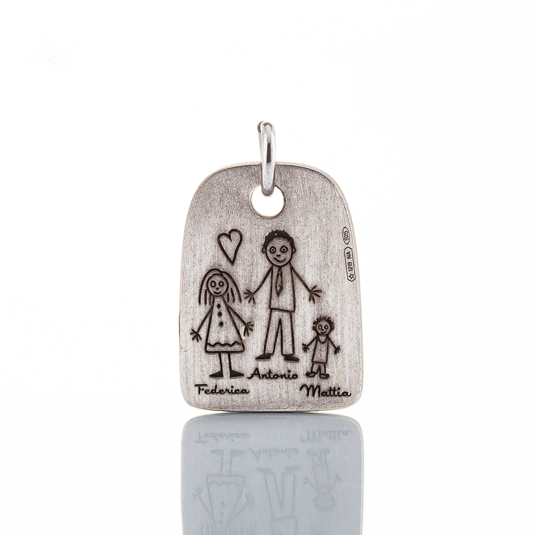 Portachiavi in Argento | Incisione Personalizzabile | "Famiglia"