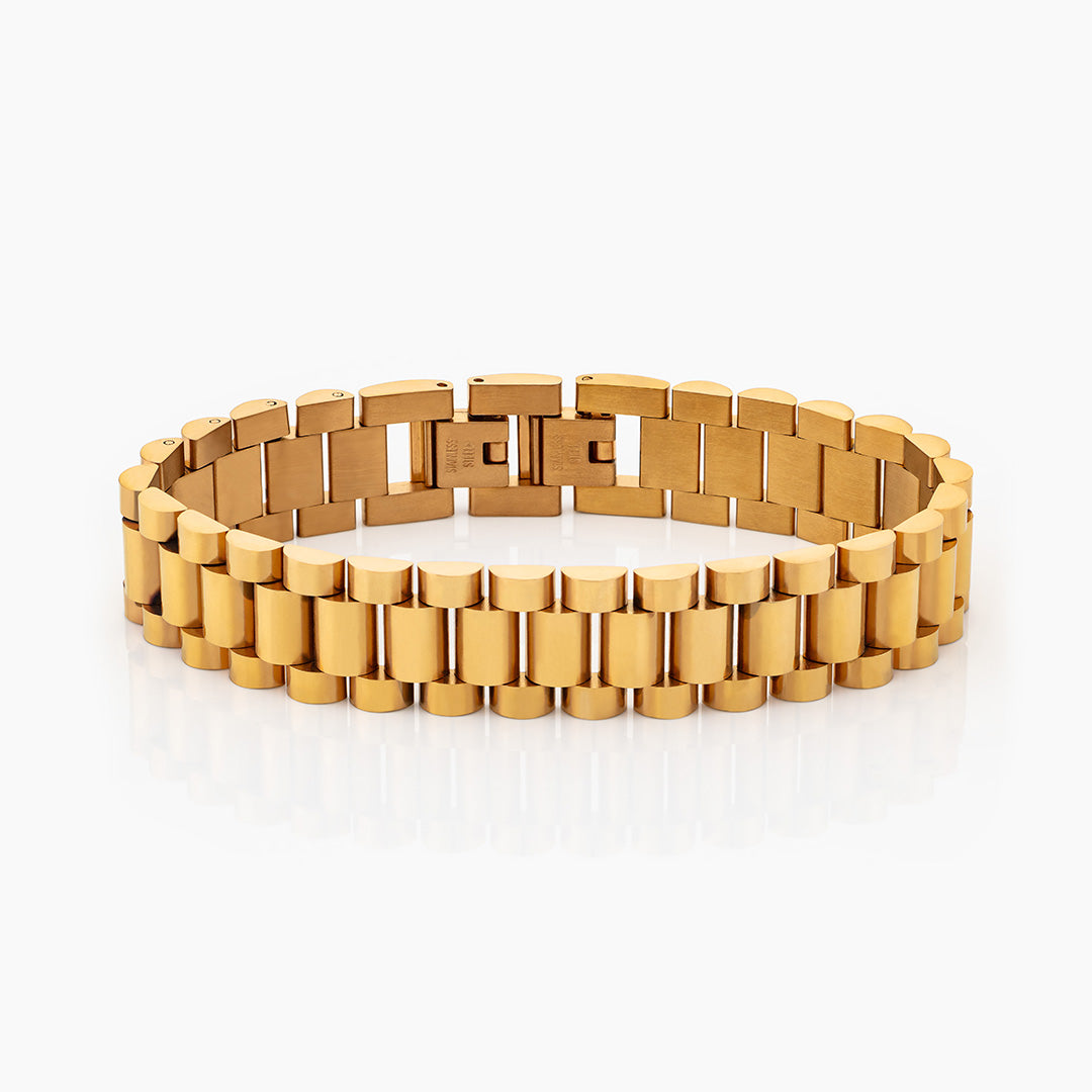 | Bracciale Uomo in Acciaio Colore Oro