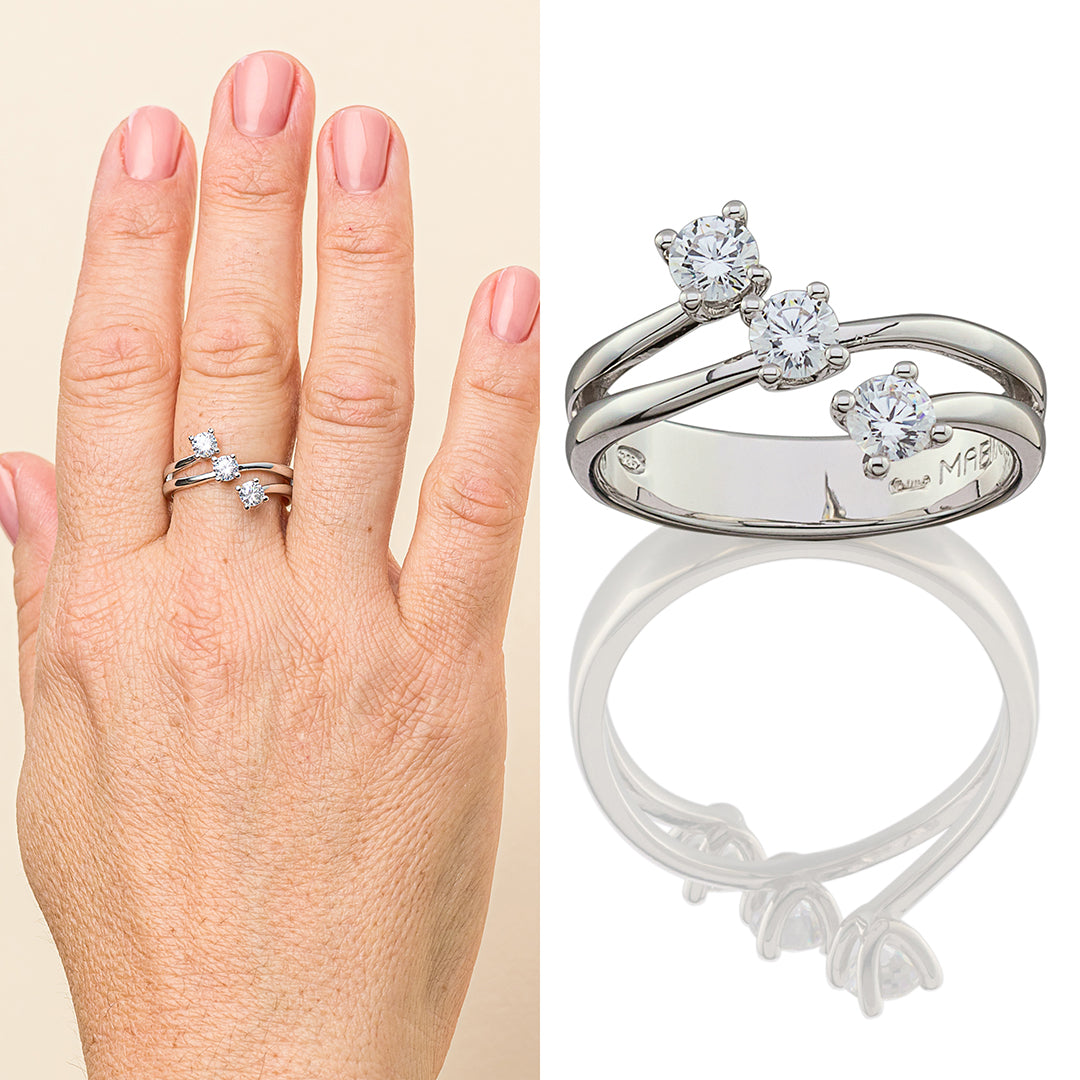 Trilogy in argento con zirconi | Mabina