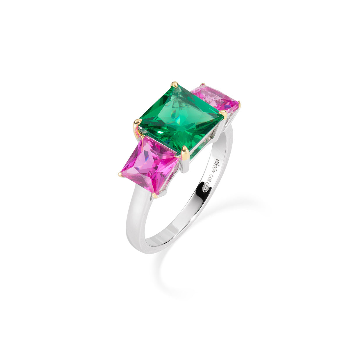 Anello Cocktail Rodio Zirconi colorati | 2 varianti colore | Amen