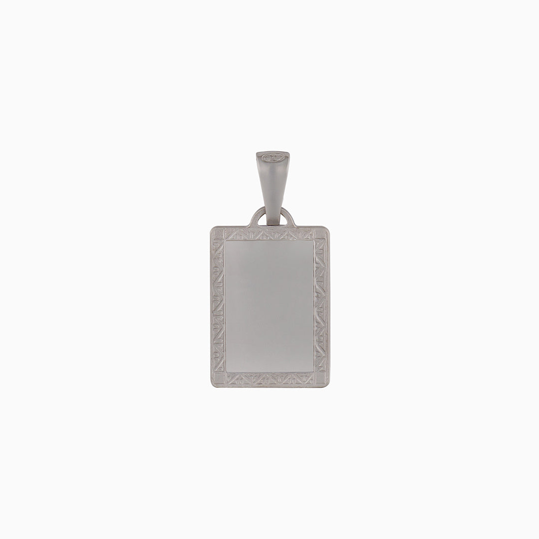 Ciondolo Rettangolare Personalizzato in Argento con Cornice – Pendente da Incidere 14x20 mm