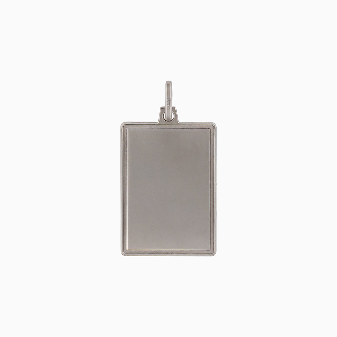 Ciondolo Rettangolare Personalizzato in Argento con Cornice – Pendente da Incidere 18x25 mm