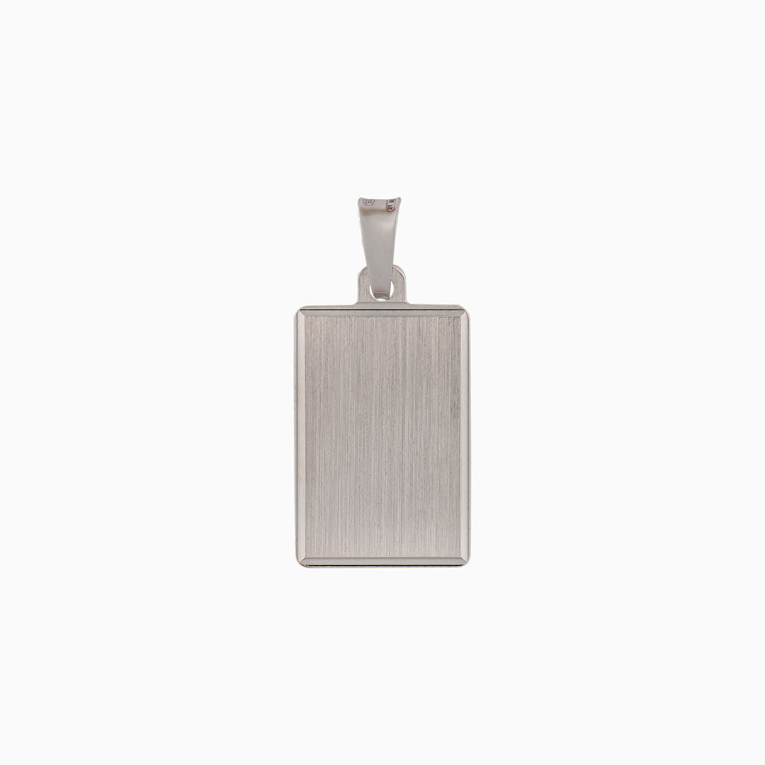 Ciondolo Rettangolare Personalizzato in Argento con Cornice e Interno Satinato – Pendente da Incidere 14x24 mm