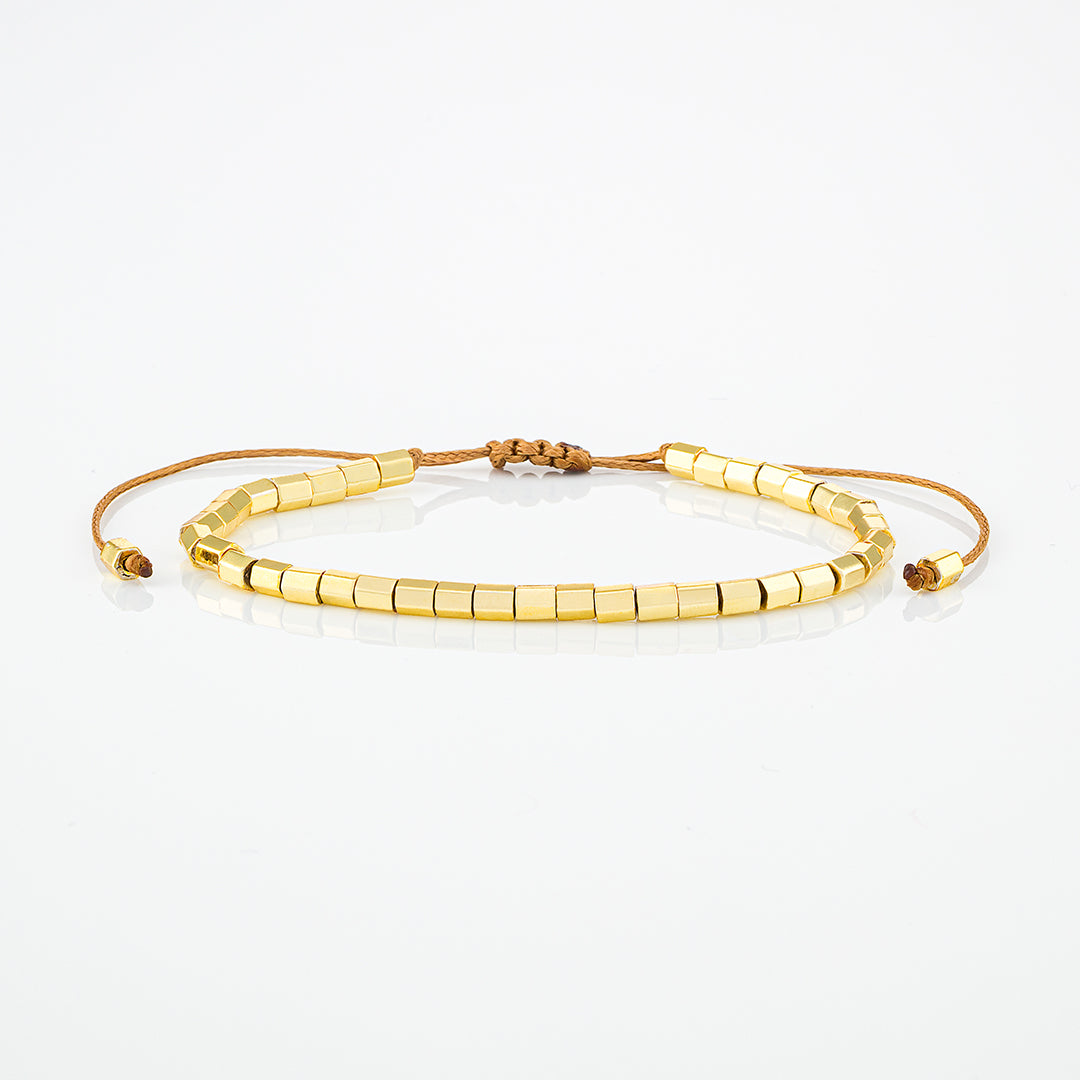 Bracciale in perline di ematite sfaccettato | Gold&Silver