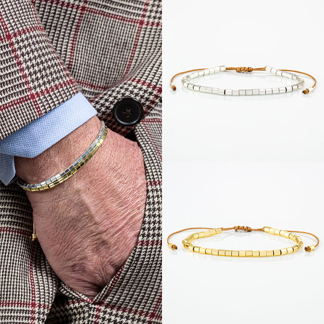 Bracciale in perline di ematite sfaccettato | Gold&Silver