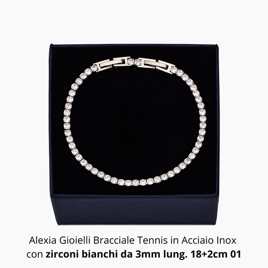 Bracciale Tennis | Acciaio inox e zirconi bianchi - Alexia Gioielli