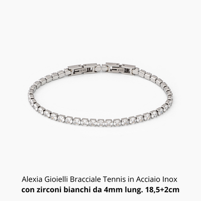 Bracciale Tennis | Acciaio inox e zirconi bianchi - Alexia Gioielli