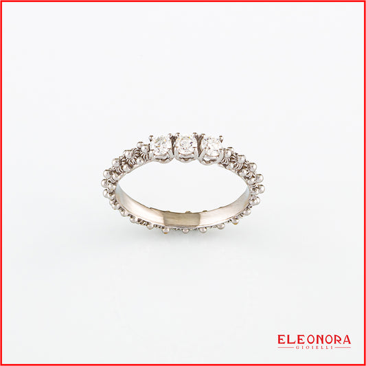 Anello Trilogy in filigrana | Oro Bianco - Oro Giallo | Artigianato Sardo