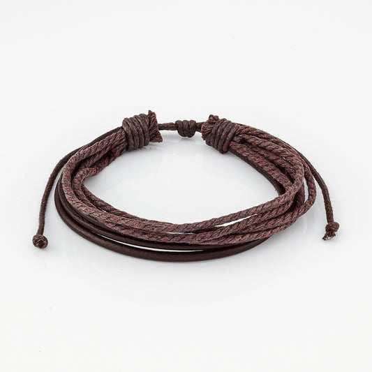 Bracciale vintage in cuoio e corda