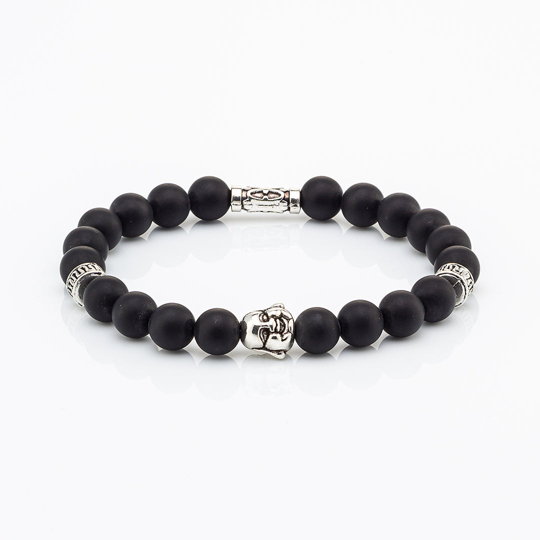 Bracciale in pietre dure | Argento e Onice nera | Charm Buddha Vers. #1
