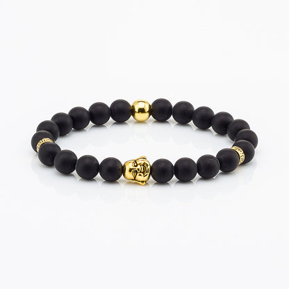 Bracciale in pietre dure | Onice e Oro | Charm Buddha Vers. #2