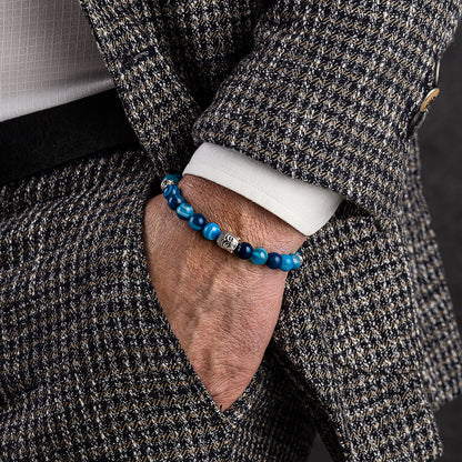 Bracciale in pietre dure |  Agata Blu | Charm Buddha Vers. #1