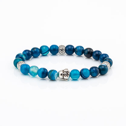 Bracciale in pietre dure | Agata Blu | Charm Buddha Vers. #2