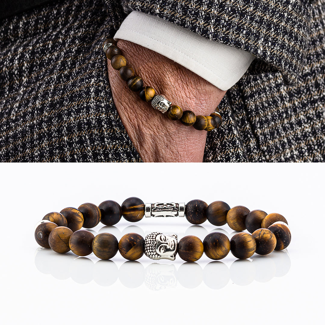 Bracciale in pietre dure | Occhio di Tigre | Charm Buddha Vers. #1