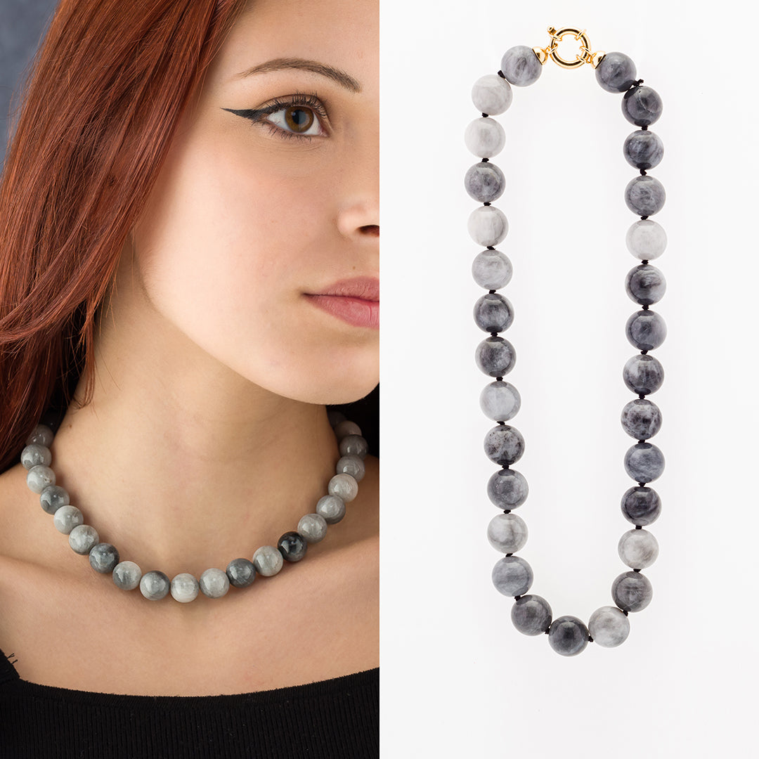 Collana in Agata Grigia